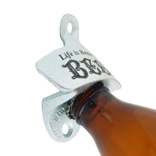 Starr Life Is Better With Beer Cast Iron Soda Bottle Opener Wall Mounted Zinc Plated