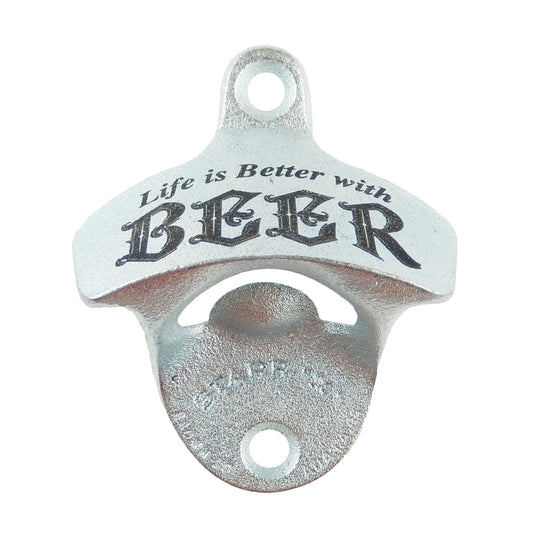 Starr Life Is Better With Beer Cast Iron Soda Bottle Opener Wall Mounted Zinc Plated