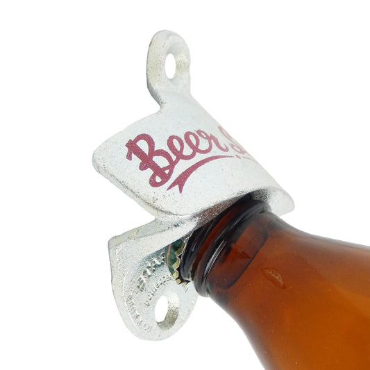 Starr X Beer Snob Cast Iron Beer Soda Bottle Opener Wall Mounted Zinc Plated