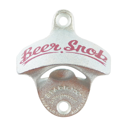Starr X Beer Snob Cast Iron Beer Soda Bottle Opener Wall Mounted Zinc Plated