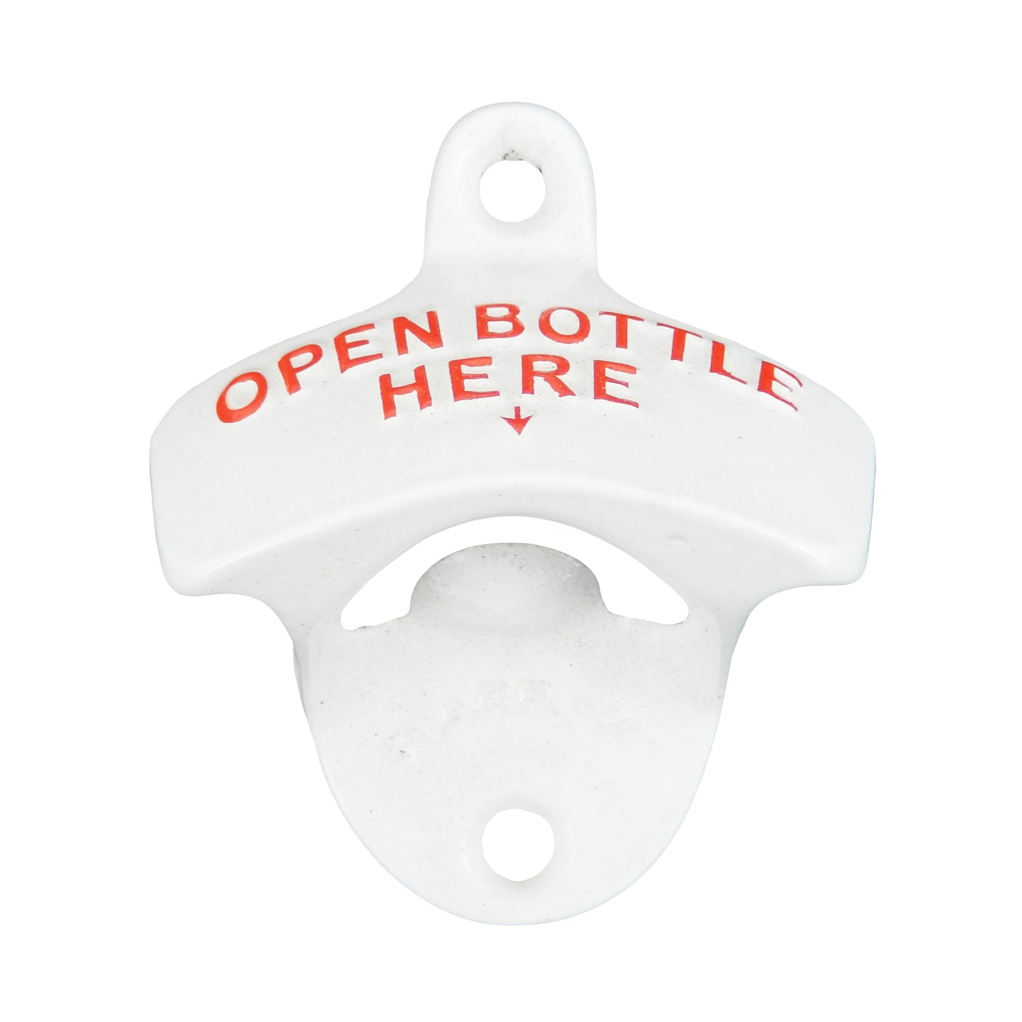 Starr X White Open Bottle Here Opener With Metal Cap Catcher Set Wall Mounted