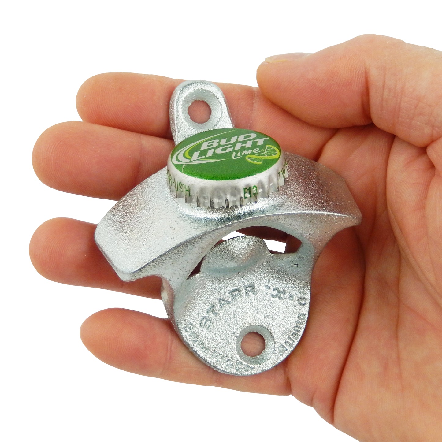 Starr X Bud Light Lime Cap Cast Iron Beer Bottle Opener Wall Mounted Zinc Plated