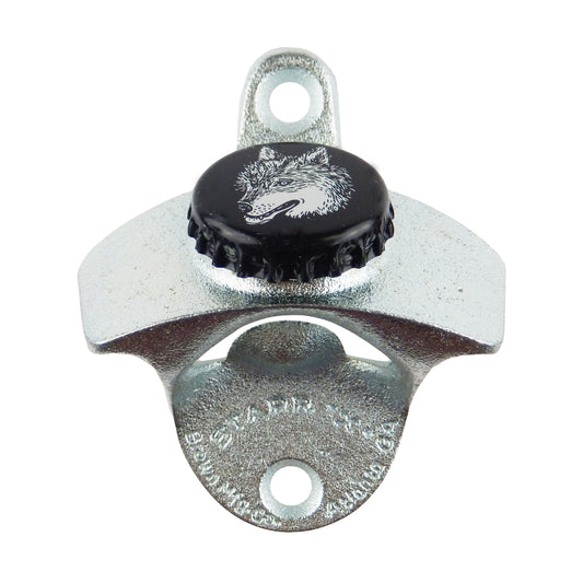 Starr X Wild Wolf Brewing Cap Cast Iron Bottle Opener Wall Mounted Zinc Plated