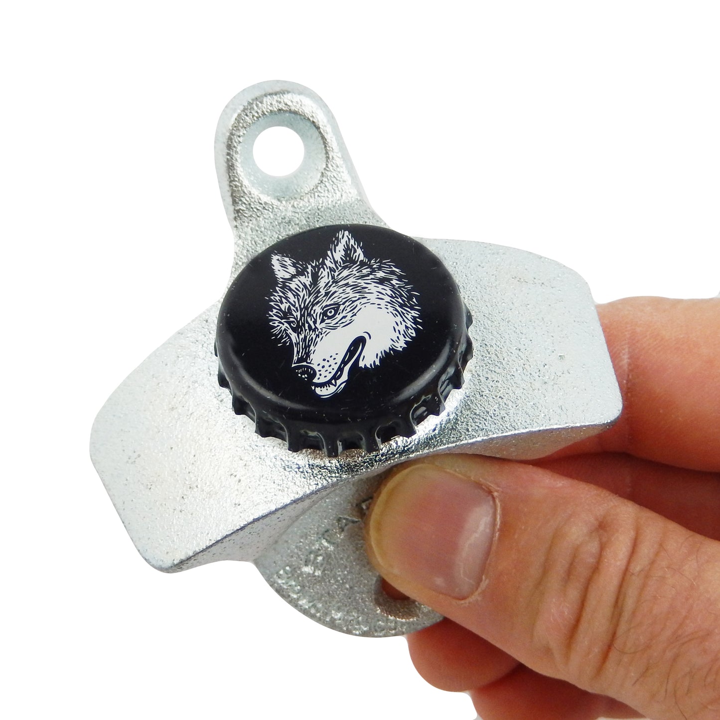 Starr X Wild Wolf Brewing Cap Cast Iron Bottle Opener Wall Mounted Zinc Plated