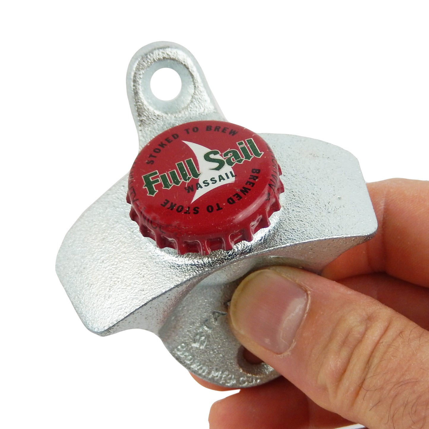 Starr X Full Sail Cap Cast Iron Beer Bottle Opener Wall Mounted Zinc Plated
