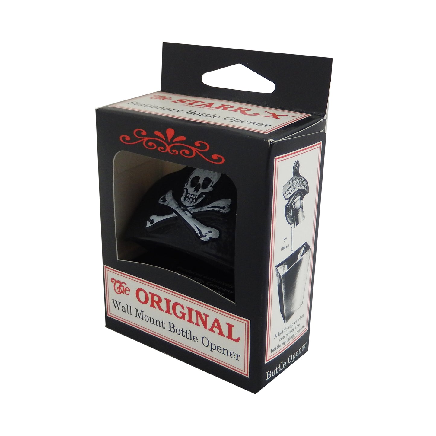 Starr X Embossed Skull & Crossbones Cast Iron Bottle Opener Wall Mounted Black