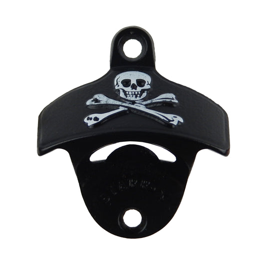 Starr X Embossed Skull & Crossbones Cast Iron Bottle Opener Wall Mounted Black