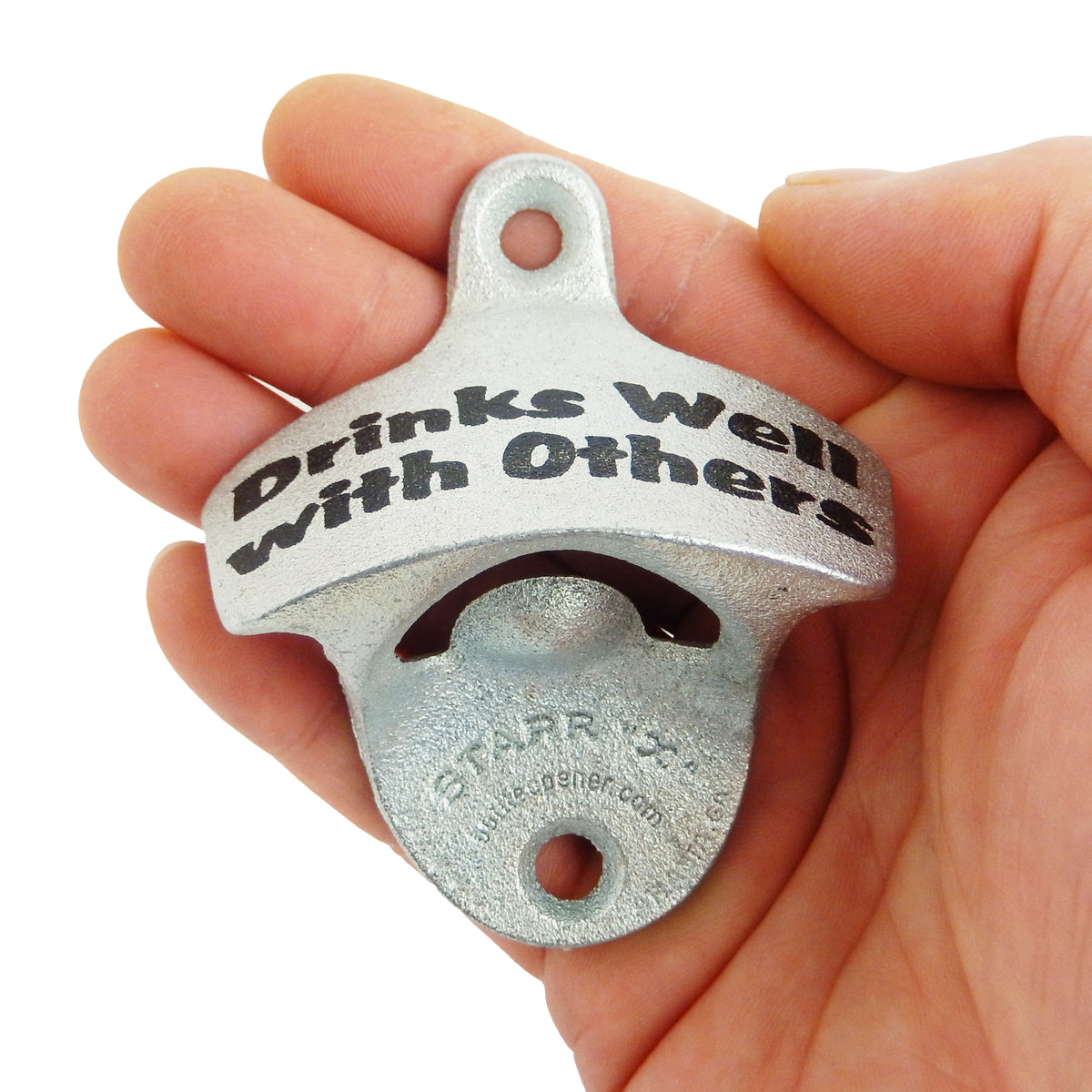 Starr X Drinks Well With Others Cast Iron Beer Bottle Opener Wall Mounted Zinc Plated