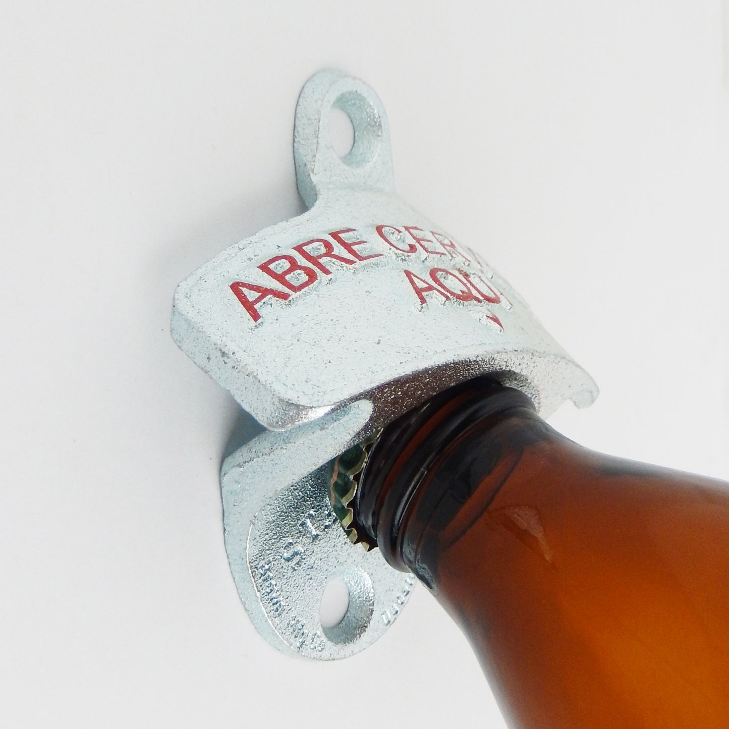 Starr X Embossed Cast Iron Abre Cerveza Aqui Bar Beer Bottle Opener Wall Mounted
