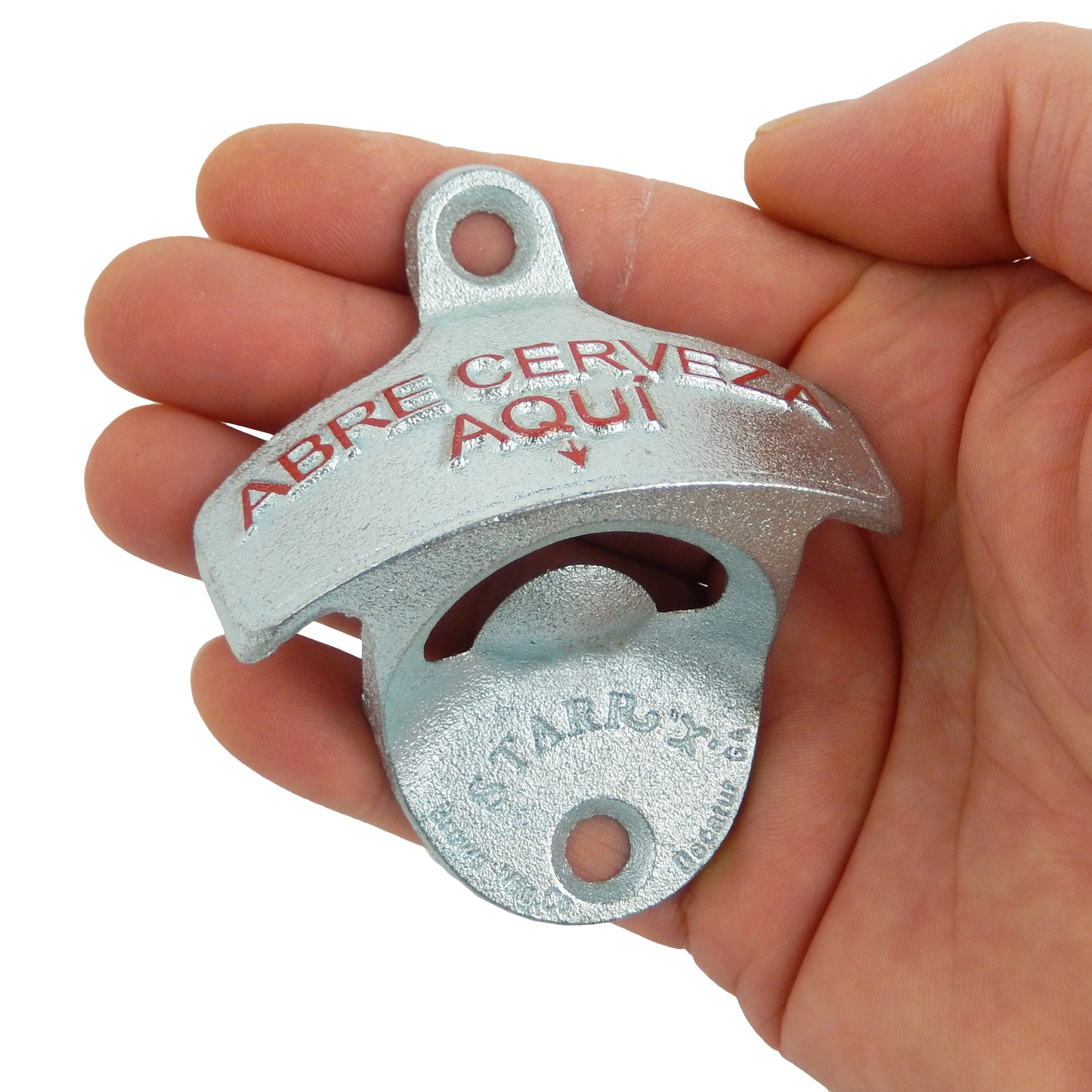 Starr X Embossed Cast Iron Abre Cerveza Aqui Bar Beer Bottle Opener Wall Mounted