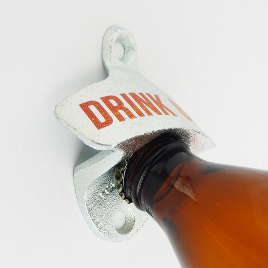 Starr X Drink Up Cast Iron Beer Bar Bottle Opener Wall Mounted Zinc Plated
