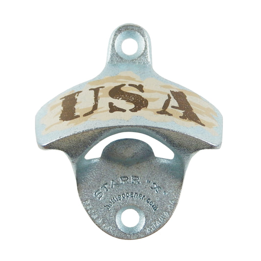 Starr X USA Military Camo Cast Iron Beer Bottle Opener Wall Mount Zinc Plated