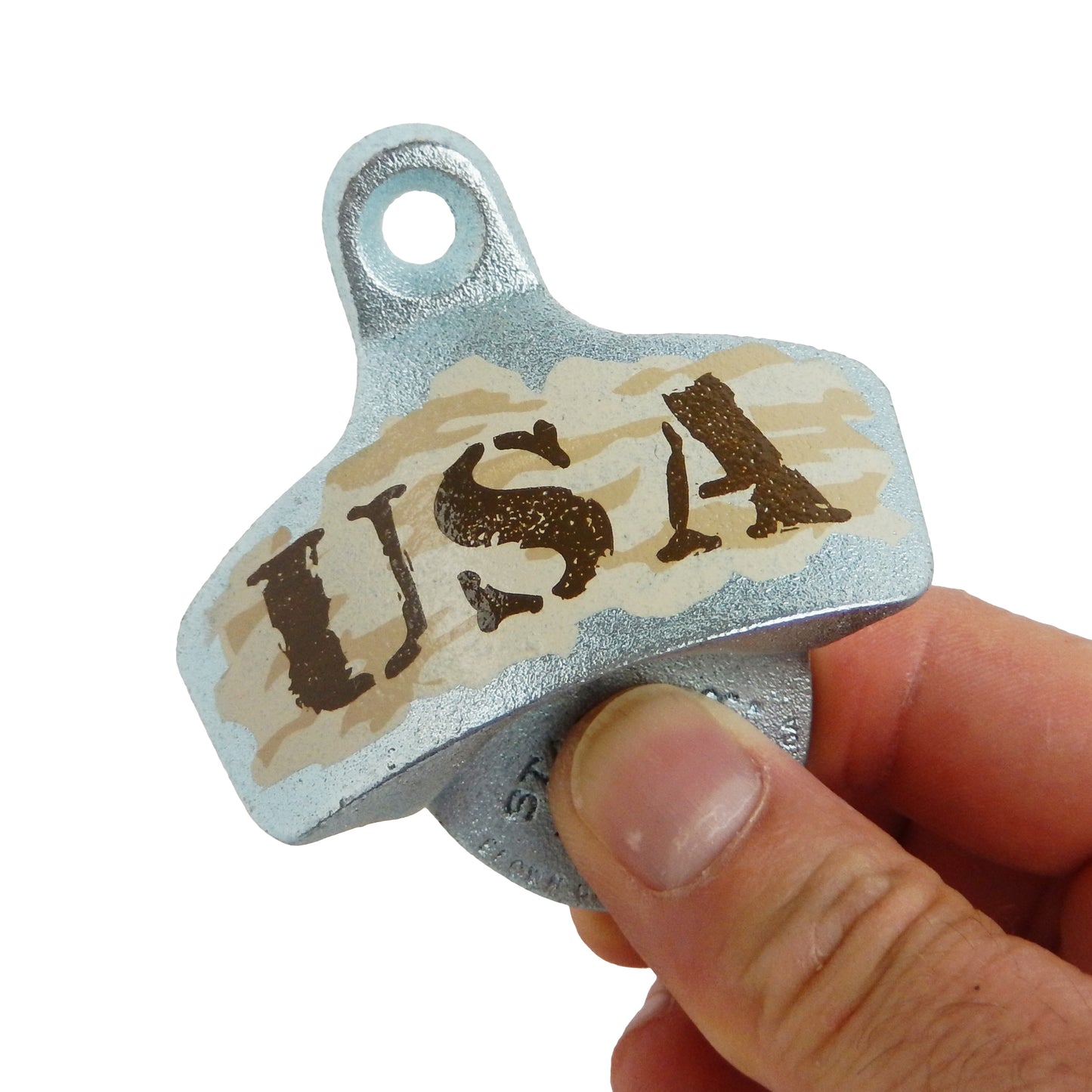 Starr X USA Military Camo Cast Iron Beer Bottle Opener Wall Mount Zinc Plated