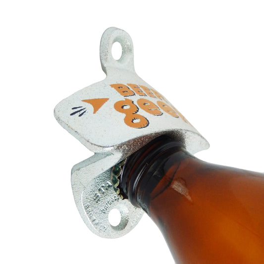 Starr X Beer Geek Cast Iron Beer Soda Bar Bottle Opener Wall Mount Zinc Plated