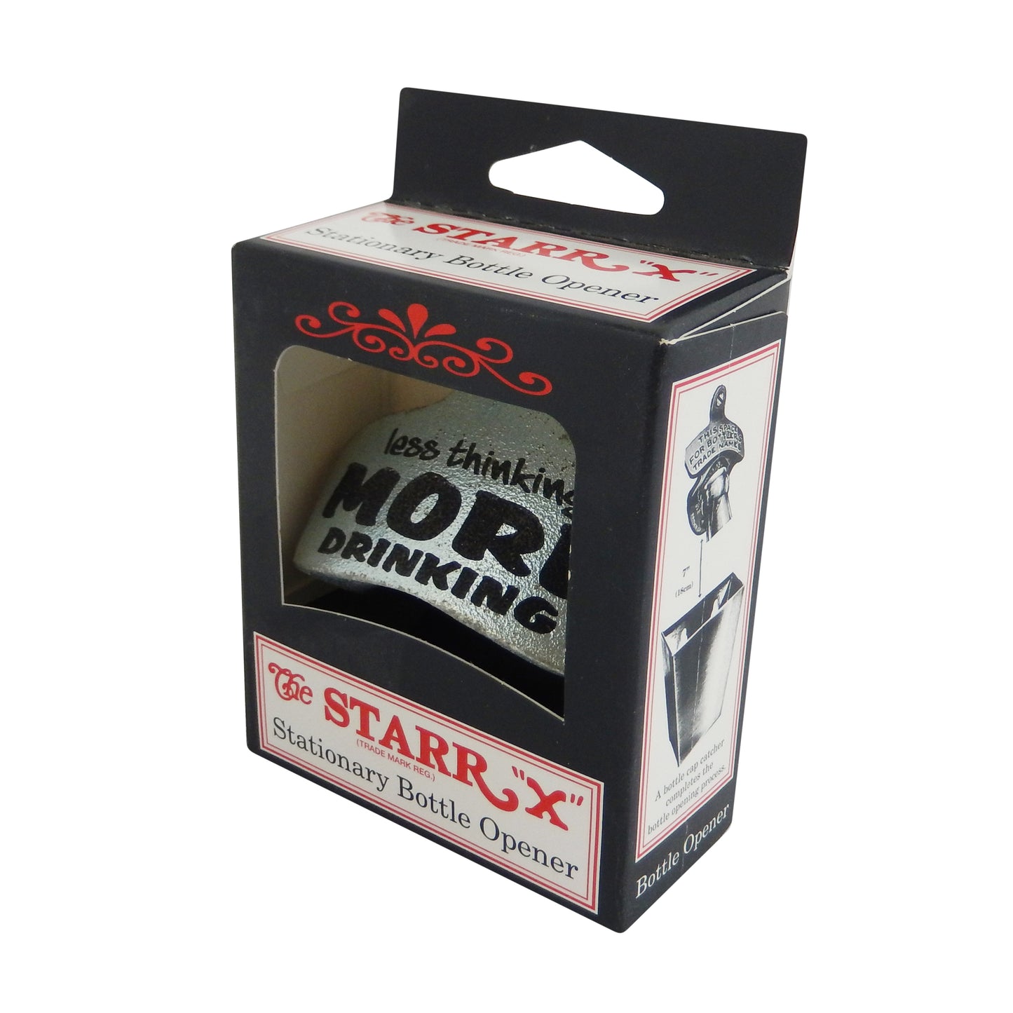 Starr X Less Thinking More Drinking Cast Iron Bottle Opener Wall Mounted Zinc Plated
