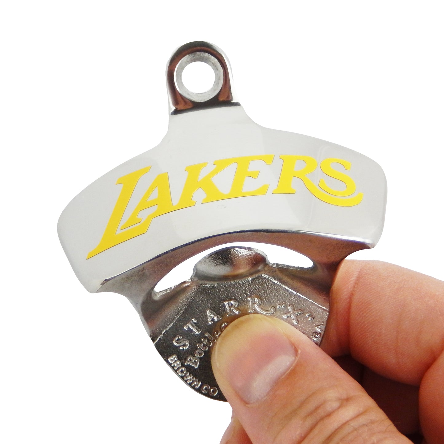 Starr X Lakers Stainless Steel Bottle Opener Aluminum Cap Catcher Set Wall Mount