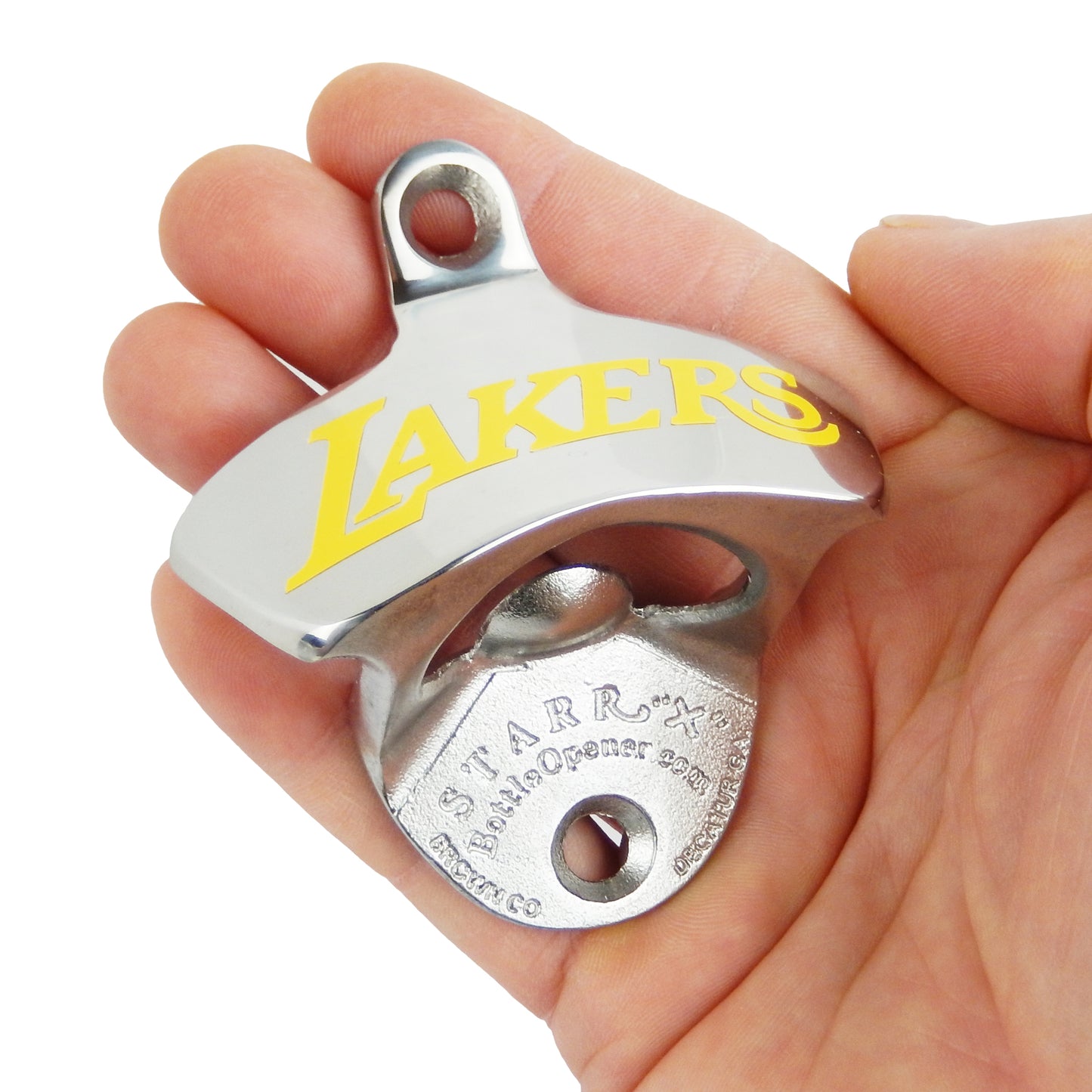 Starr X Lakers Stainless Steel Bottle Opener Aluminum Cap Catcher Set Wall Mount