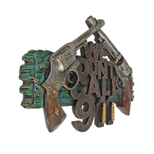 We Don't Call 911 Wall Decor Sign Guns Pistols 3D Look Old West Western