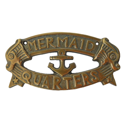 Mermaid Quarters Wall Plaque Sign Brass Aluminum Alloy Anchor Nautical Decor