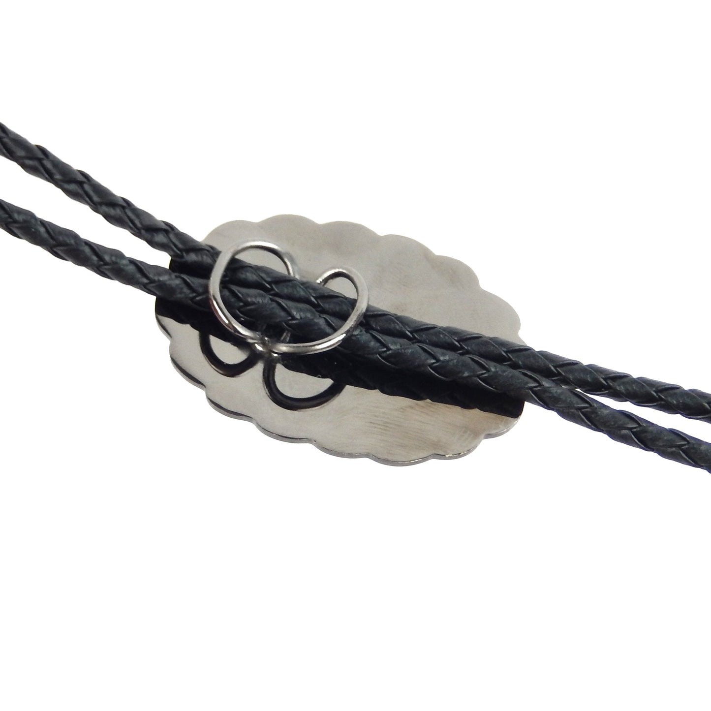 Engraved Floral Bolo Tie Adjustable 36" Cord USA Made Western German Silver
