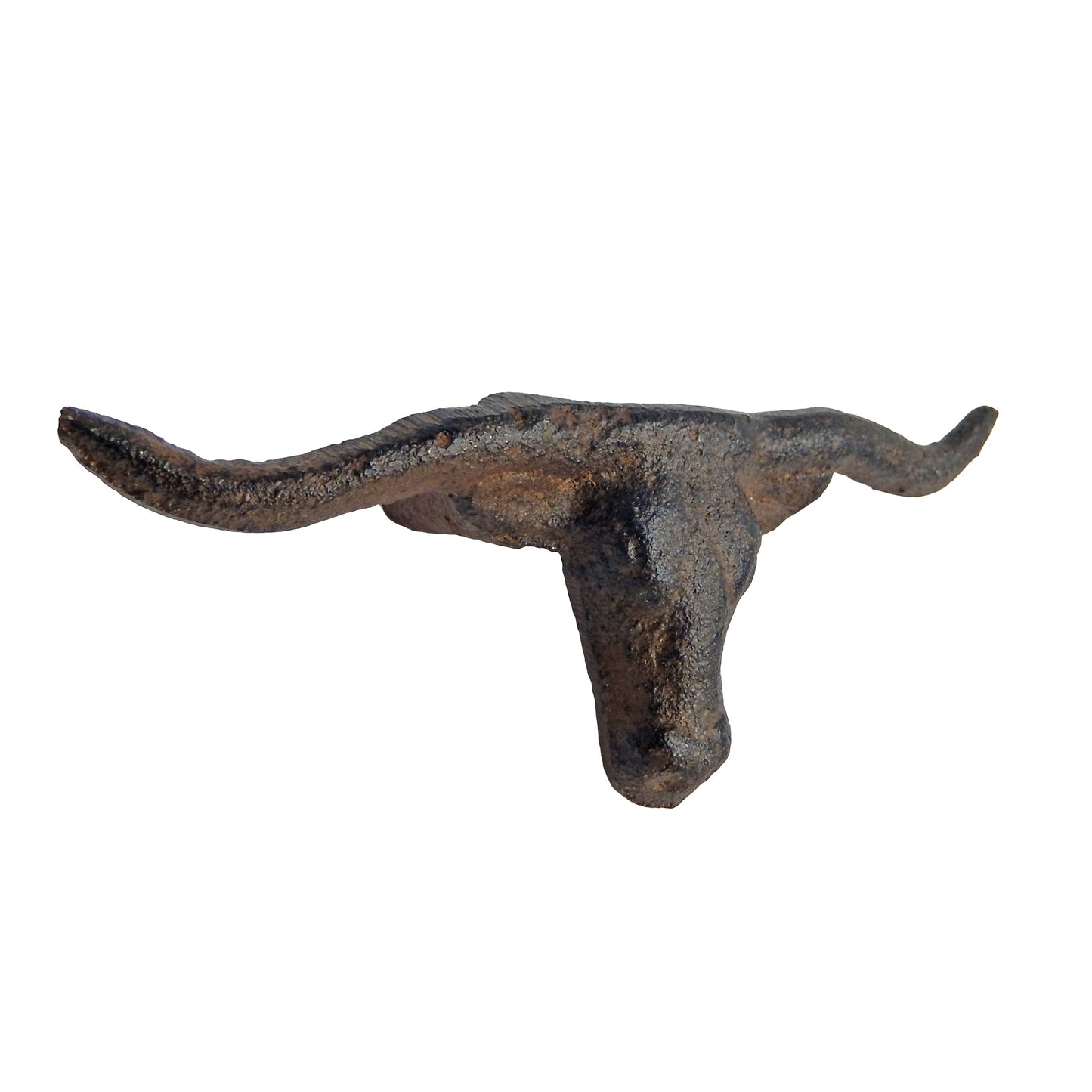 Rustic Cast Iron Longhorn Steer Drawer Pull Handle Knob Brown 4.75" (Pack of 6)