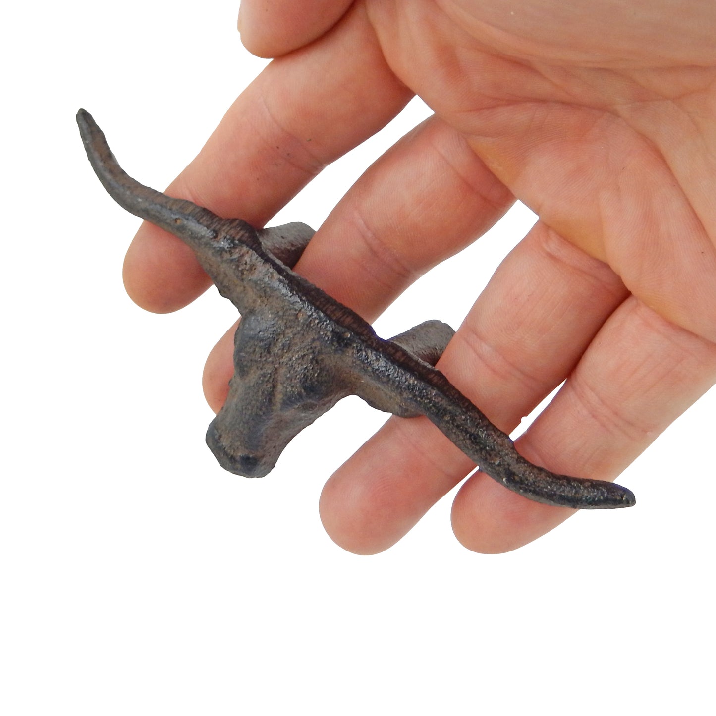 Rustic Cast Iron Longhorn Steer Drawer Pull Handle Knob Brown 4.75" (Pack of 6)