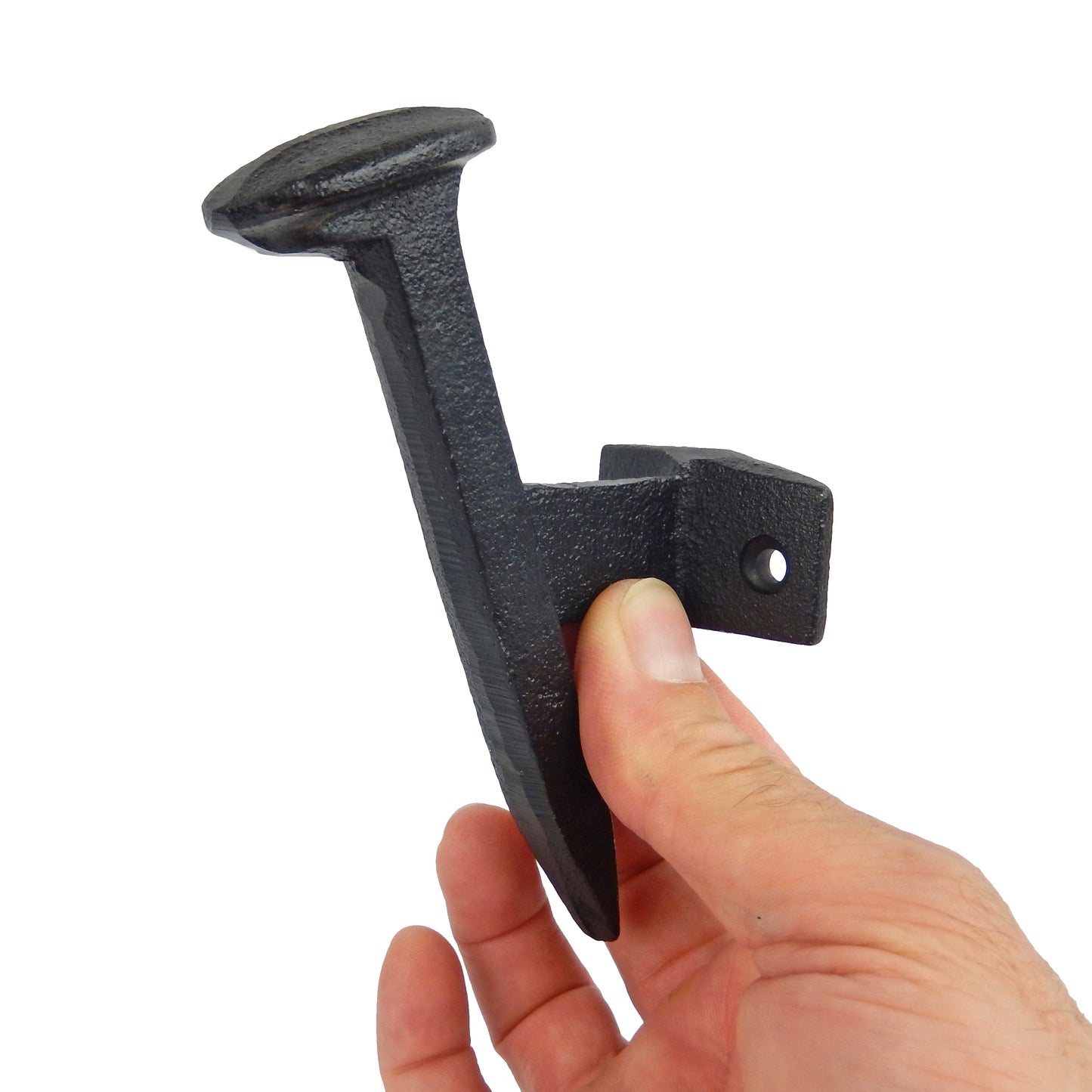 Cast Iron Black Railroad Spike Wall Hook Heavy Duty Industrial Coat Towel Hanger