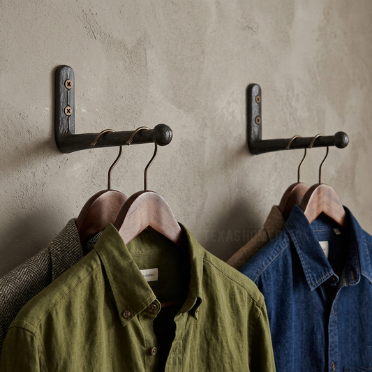 L Shape Wall Hook Cast Iron Robe Hat Coat Towel Clothes Hanger Antique Brown