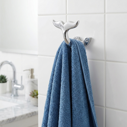 Whale Tail Wall Hook Nautical Solid Aluminum Bathroom Pool Towel Door Hanger