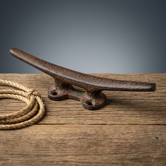 2 Cleat Boat Hooks Handles Cast Iron Ship Dock Nautical Decor Rustic Finish 5 in