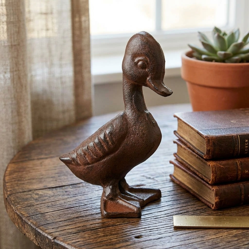Cast Iron Baby Duck Duckling Figurine Statue Rustic Garden Yard Pond Decor