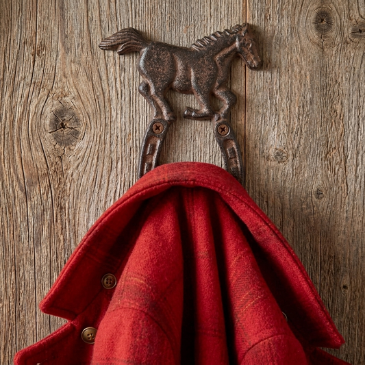 Horse Horseshoe Wall Hook Cast Iron Key Towel Coat Hanger Rustic Western Decor