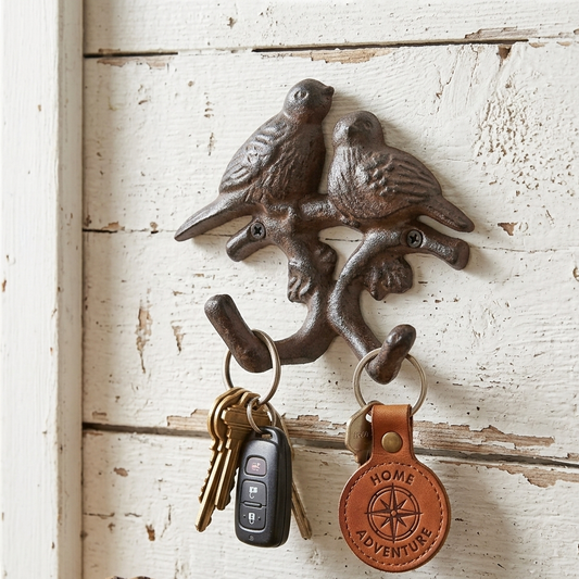 Birds on Tree Branch Wall Hook Coat Rack Purse Towel Key Hanger Rustic Cast Iron
