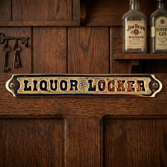 Liquor Locker Wall Plaque Sign Polished Solid Brass Nautical Beach House Boat