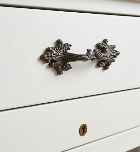 2 Fancy Victorian Cast Iron Door Handle Pull Rustic Antique Style Cabinet Drawer
