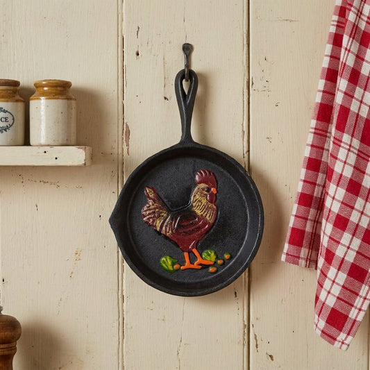Rooster Cast Iron Skillet Pan Wall Decor Decorative Country Antique Style 5 inch