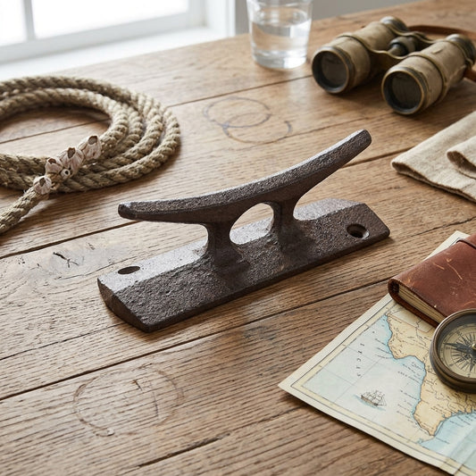 Boat Cleat Hook Handle Cast Iron Ship Dock Nautical Decor Rustic Finish 5 inch