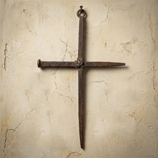 Metal Crossed Nails Wall Cross Rustic Finish Religious Decor 8 1/2 inch
