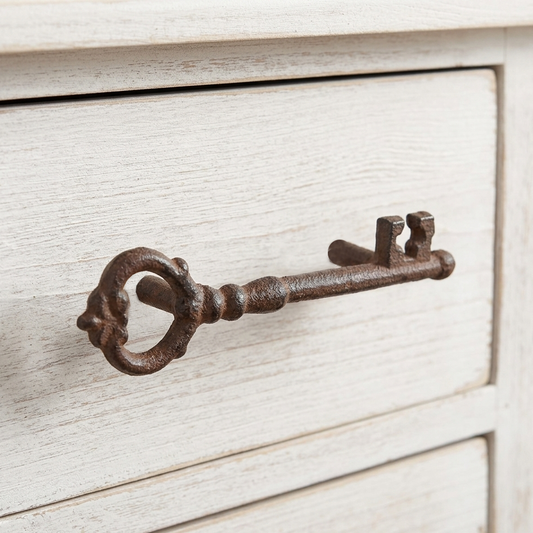 Rustic Cast Iron Metal Skeleton Key Cabinet Door Handle Drawer Pull 5 1/2 inch