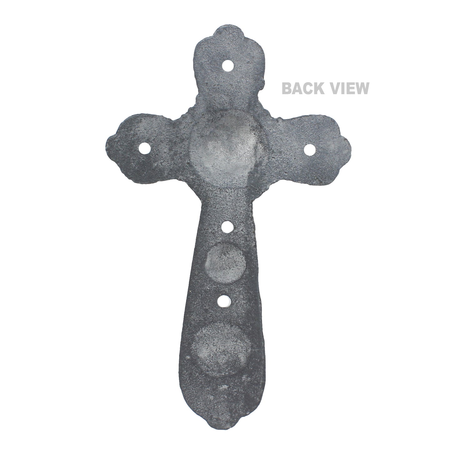 Small Flower Wall Cross Cast Iron Rustic Gray Finish Antique Style 8 x 4.5 inch