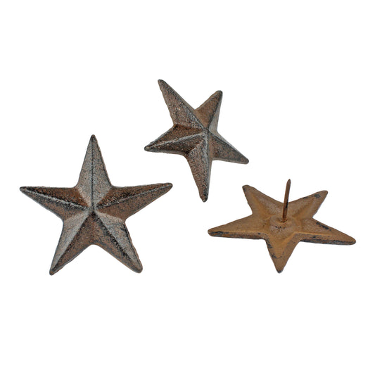 Cast Iron Texas Star Nails Tacks Rustic Finish Western 2.5 Inch Head (Pack of 3)