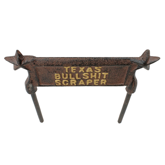 Cast Iron Texas Bullshit Boot Scraper Ground Stake Lawn Garden Double Sided