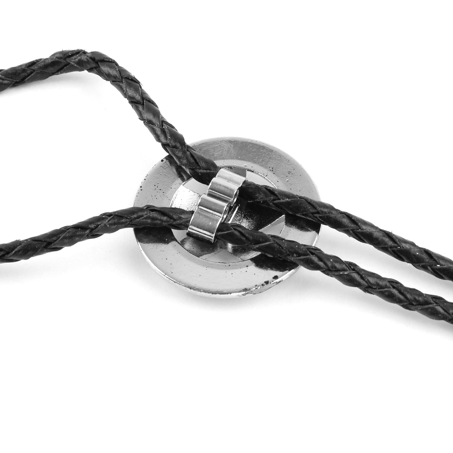 Texas Star Western Bolo Tie Silver Concho 40" Adjustable Genuine Leather Cord
