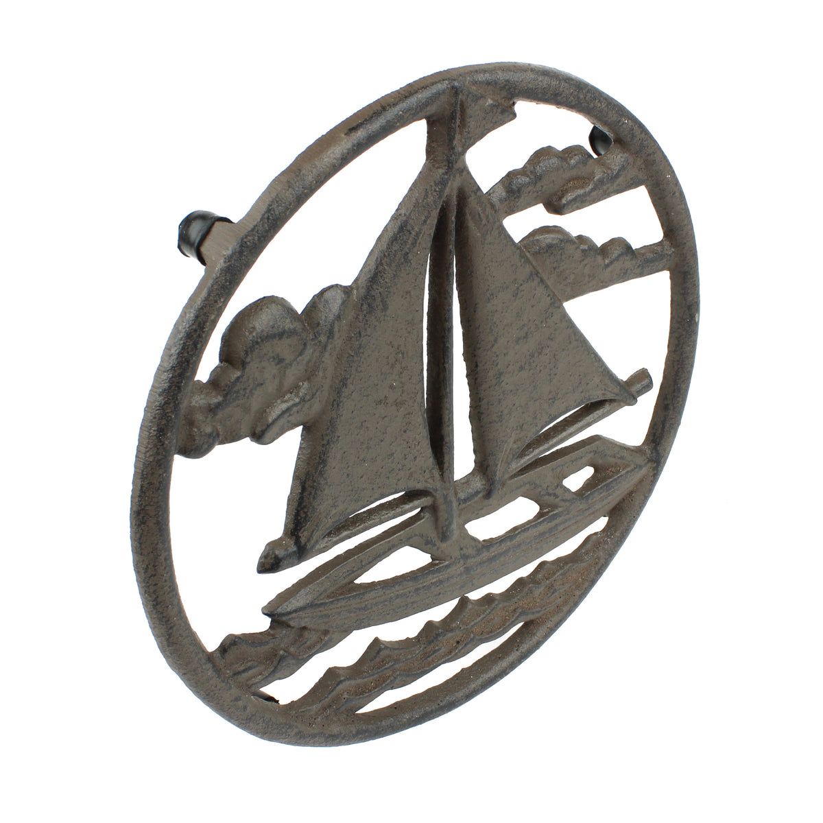 Sailboat Trivet Cast Iron Rustic Antique Style Hot Pot Plate Holder Nautical