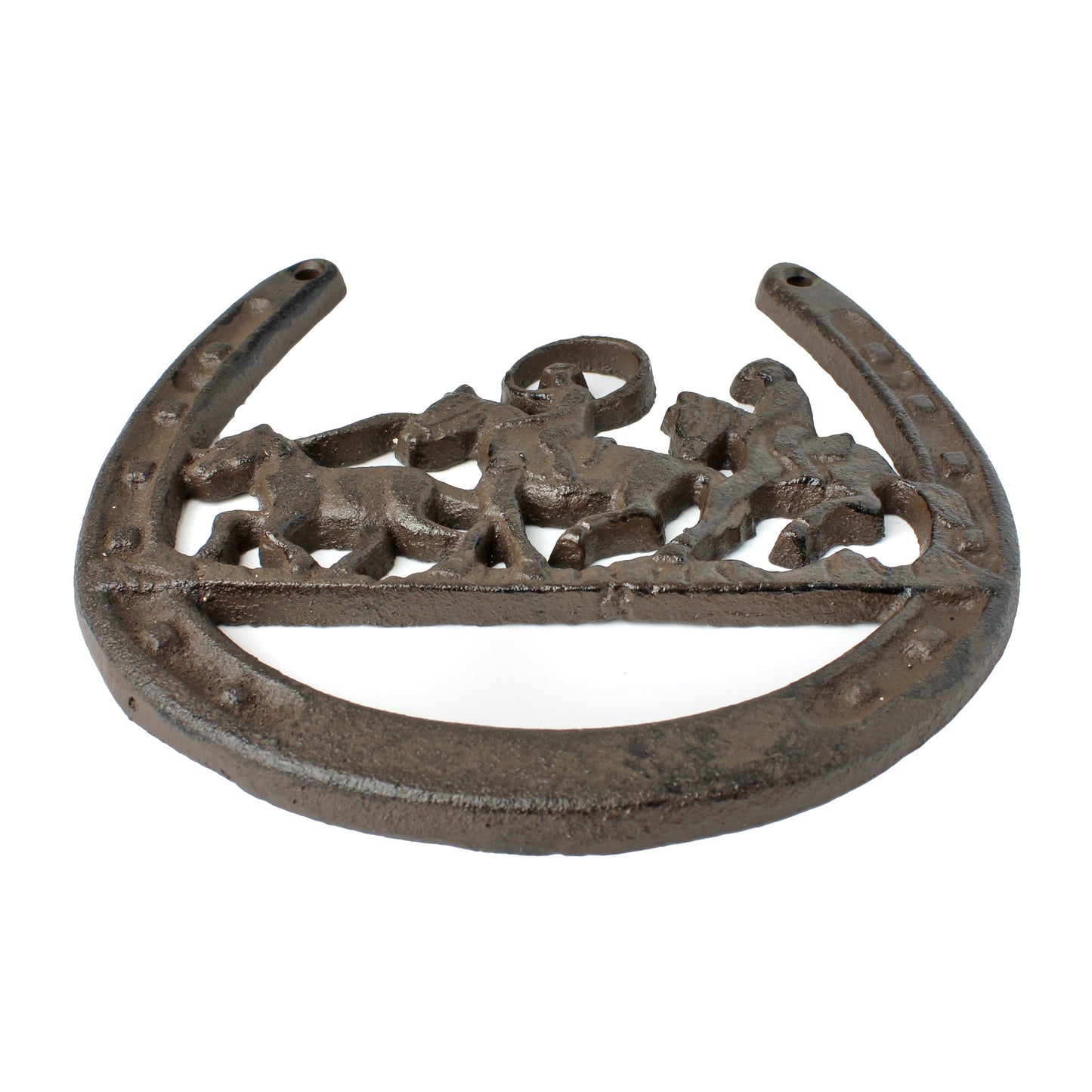 Cast Iron Lucky Horseshoe Western Wall Decor Cowboys Horses Rustic Brown 6 inch