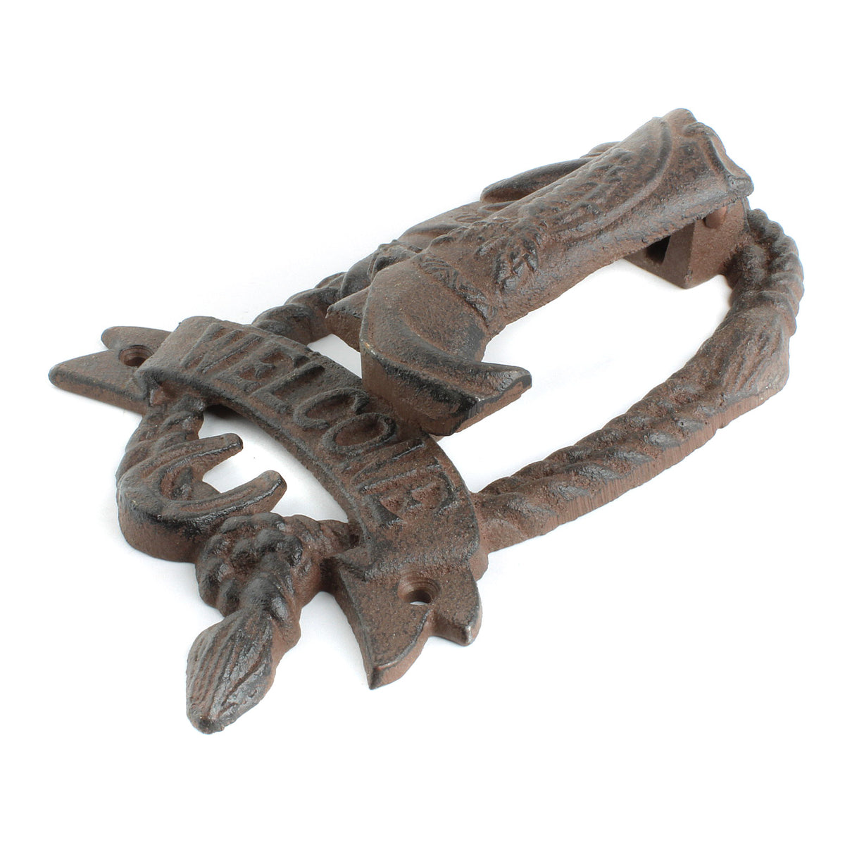 Cast Iron Western Welcome Door Knocker Cowboy Boot Hat Horseshoe Rope Rustic