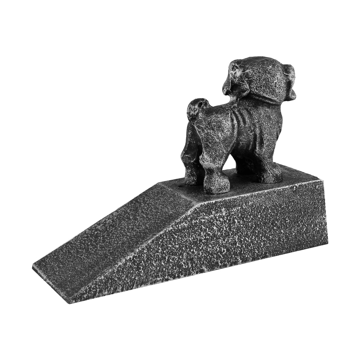 Pug Dog Doorstop Wedge Cast Iron Silver Antique Style Paper Weight Figurine