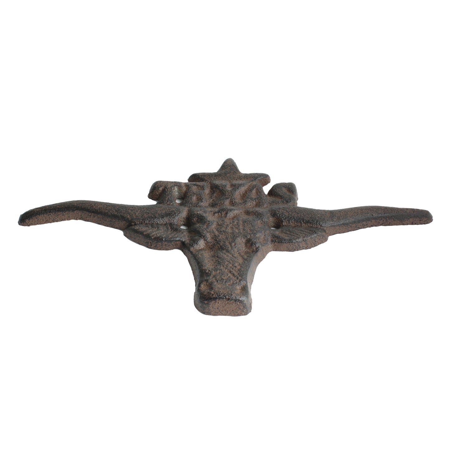 Cast Iron Texas Longhorn Star Wall Decor Rustic Western Accent 10 3/4 inch Long