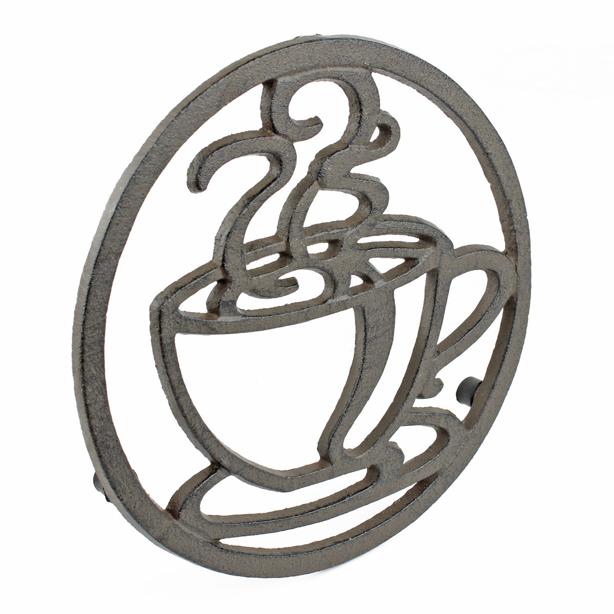 Coffee Cup Trivet Cast Iron Rustic Antique Style Hot Pot Plate Holder Round