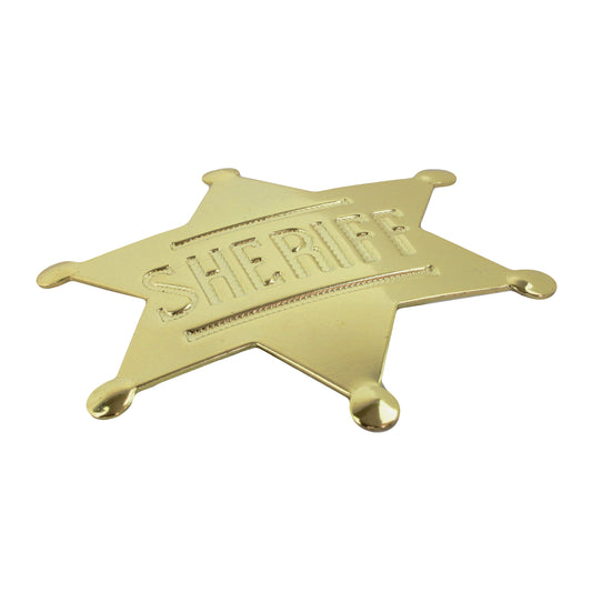 Golden Sheriff Police Badge 6 Point Star Wild West Shiny Finish Made in USA